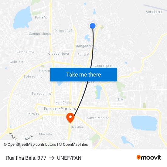 Rua Ilha Bela, 377 to UNEF/FAN map