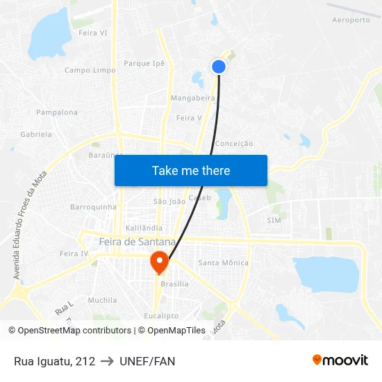 Rua Iguatu, 212 to UNEF/FAN map