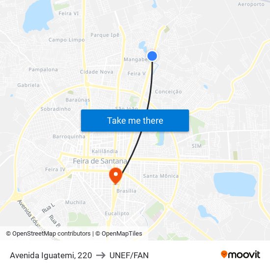 Avenida Iguatemi, 220 to UNEF/FAN map