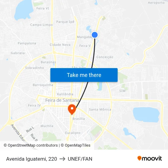 Avenida Iguatemi, 220 to UNEF/FAN map
