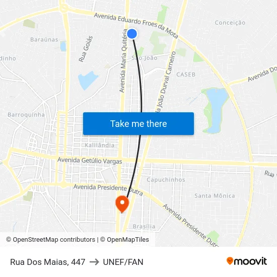 Rua Dos Maias, 447 to UNEF/FAN map