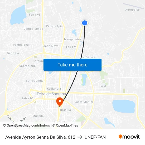Avenida Ayrton Senna Da Silva, 612 to UNEF/FAN map