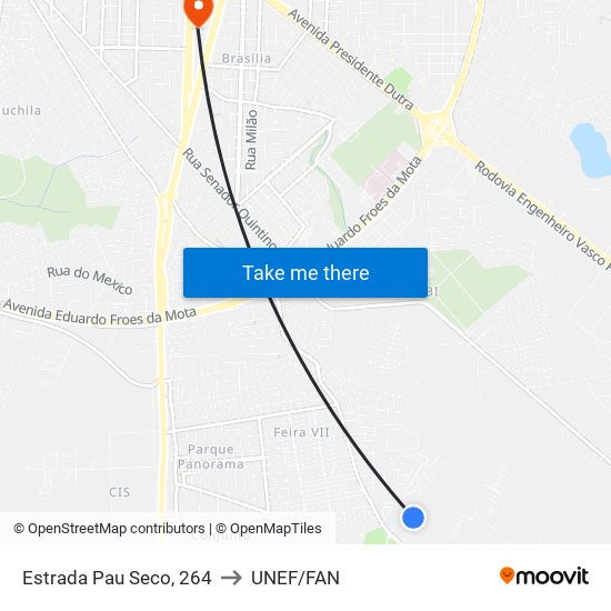 Estrada Pau Seco, 264 to UNEF/FAN map