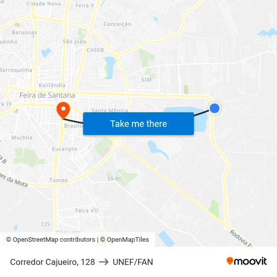 Corredor Cajueiro, 128 to UNEF/FAN map