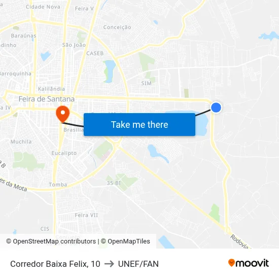 Corredor Baixa Felix, 10 to UNEF/FAN map