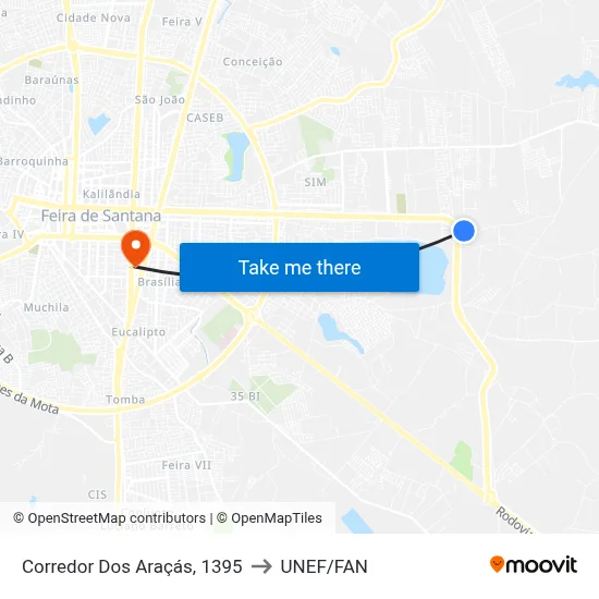 Corredor Dos Araçás, 1395 to UNEF/FAN map