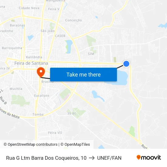 Rua G Ltm Barra Dos Coqueiros, 10 to UNEF/FAN map