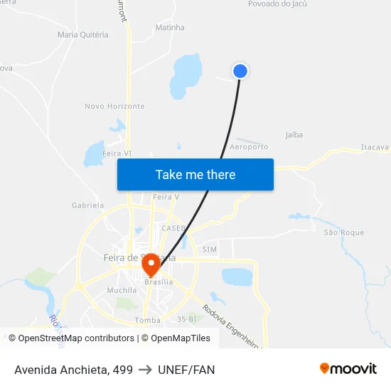 Avenida Anchieta, 499 to UNEF/FAN map