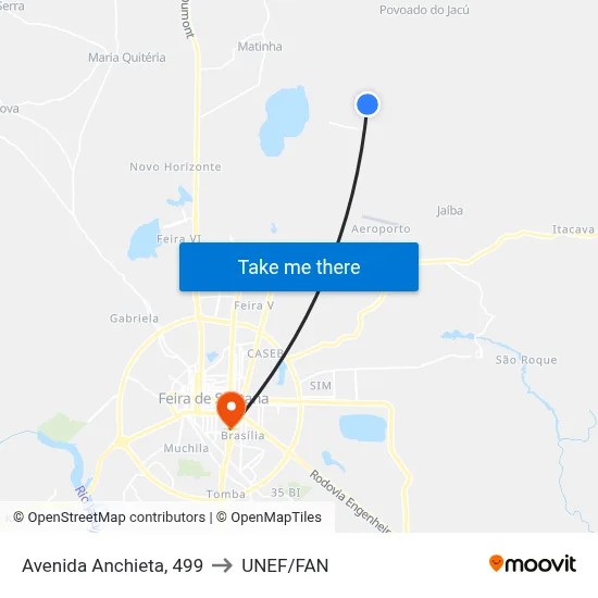 Avenida Anchieta, 499 to UNEF/FAN map