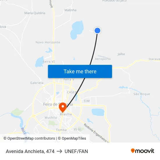 Avenida Anchieta, 474 to UNEF/FAN map