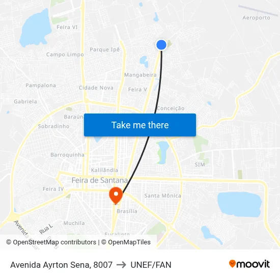 Avenida Ayrton Sena, 8007 to UNEF/FAN map