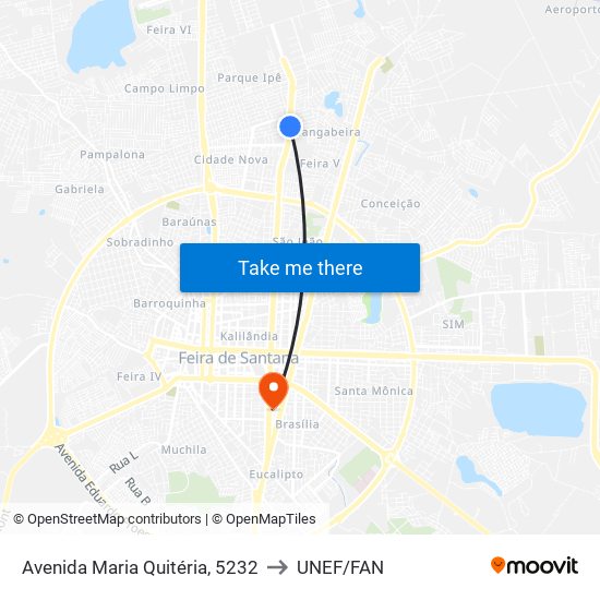 Avenida Maria Quitéria, 5232 to UNEF/FAN map