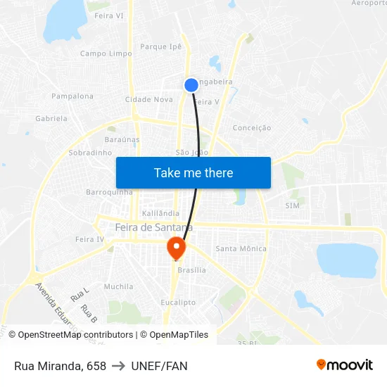 Rua Miranda, 658 to UNEF/FAN map