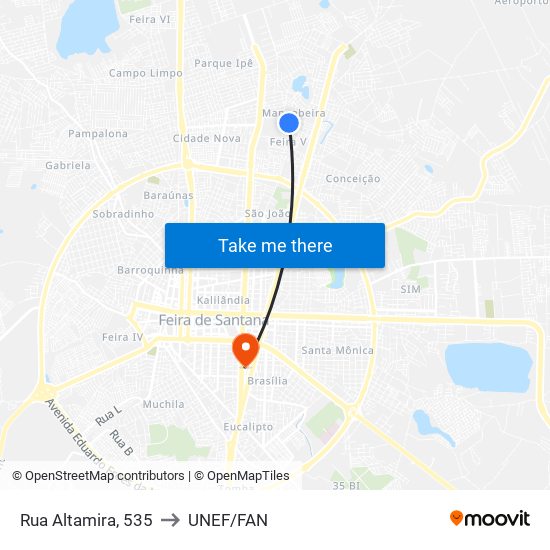 Rua Altamira, 535 to UNEF/FAN map