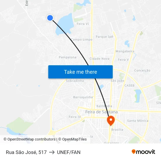 Rua São José, 517 to UNEF/FAN map