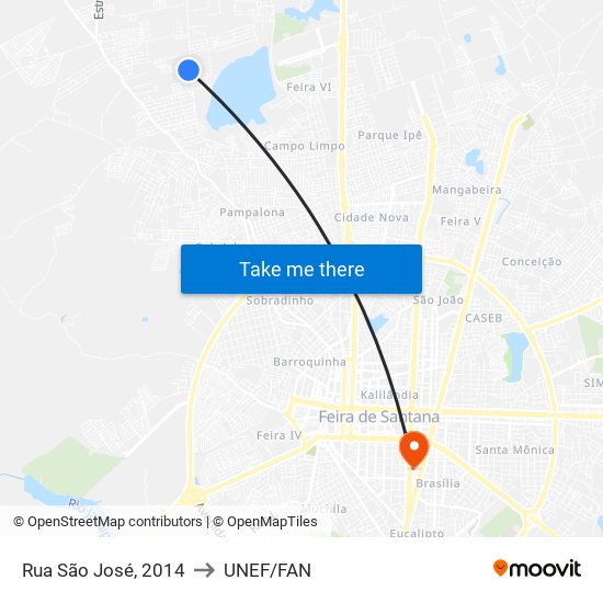 Rua São José, 2014 to UNEF/FAN map