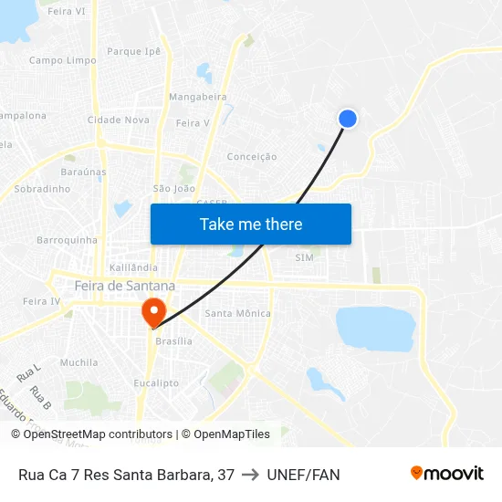 Rua Ca 7 Res Santa Barbara, 37 to UNEF/FAN map