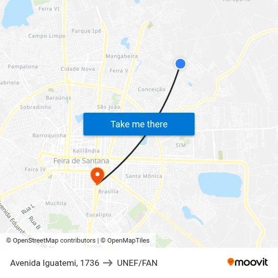 Avenida Iguatemi, 1736 to UNEF/FAN map