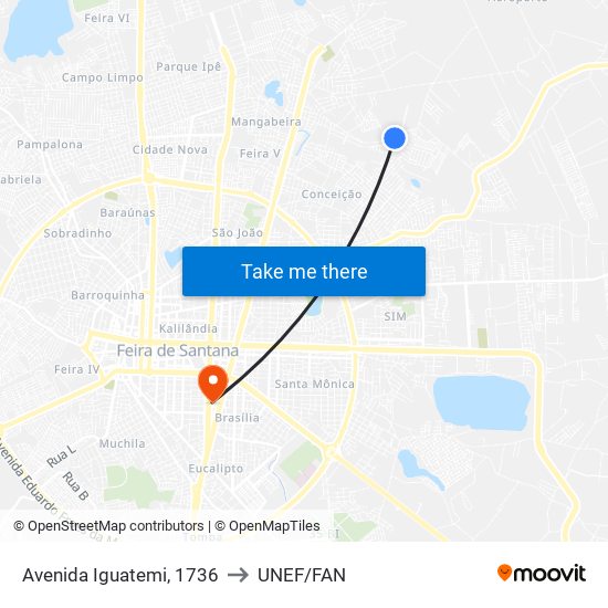 Avenida Iguatemi, 1736 to UNEF/FAN map