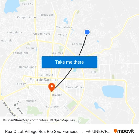 Rua C Lot Village Res Rio Sao Francisc, 153 to UNEF/FAN map