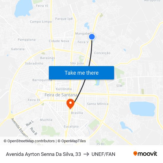 Avenida Ayrton Senna Da Silva, 33 to UNEF/FAN map