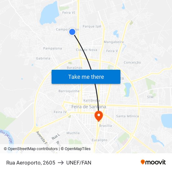 Rua Aeroporto, 2605 to UNEF/FAN map