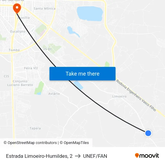 Estrada Limoeiro-Humildes, 2 to UNEF/FAN map
