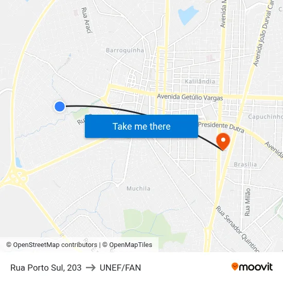 Rua Porto Sul, 203 to UNEF/FAN map