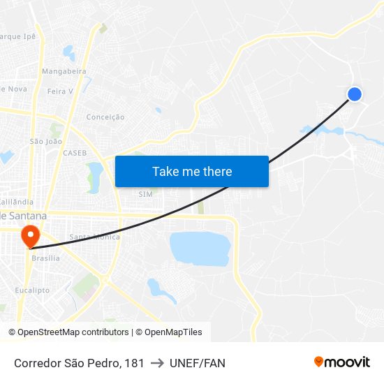 Corredor São Pedro, 181 to UNEF/FAN map