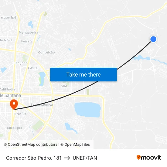 Corredor São Pedro, 181 to UNEF/FAN map
