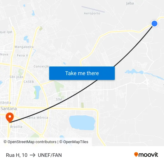 Rua H, 10 to UNEF/FAN map