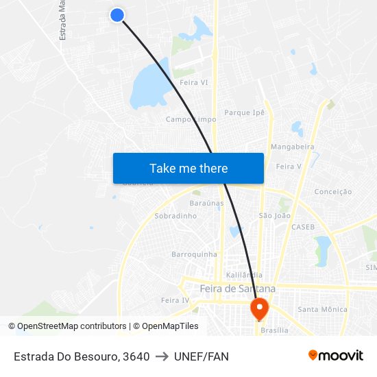 Estrada Do Besouro, 3640 to UNEF/FAN map