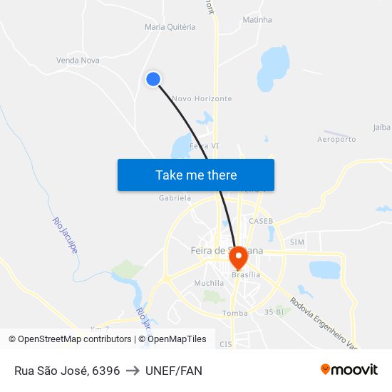 Rua São José, 6396 to UNEF/FAN map