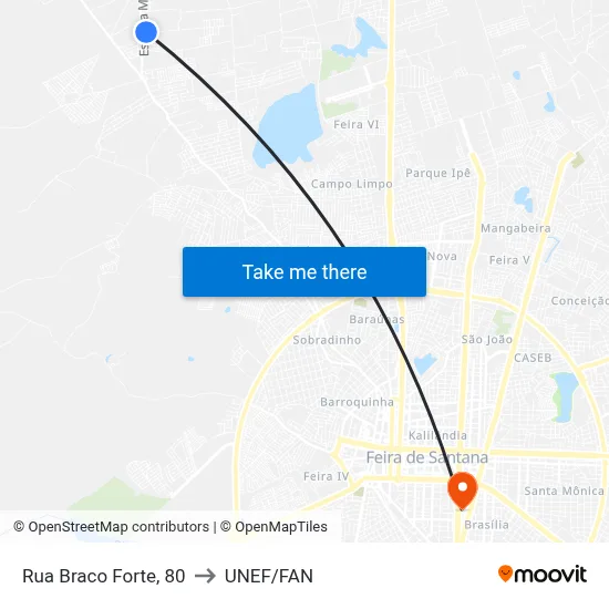 Rua Braco Forte, 80 to UNEF/FAN map