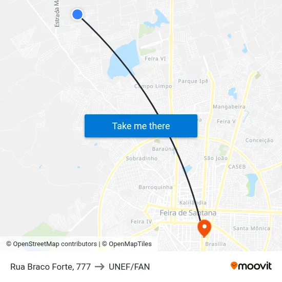 Rua Braco Forte, 777 to UNEF/FAN map