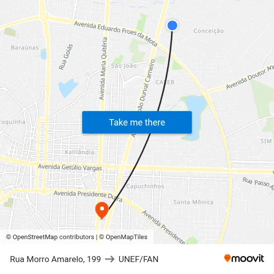 Rua Morro Amarelo, 199 to UNEF/FAN map