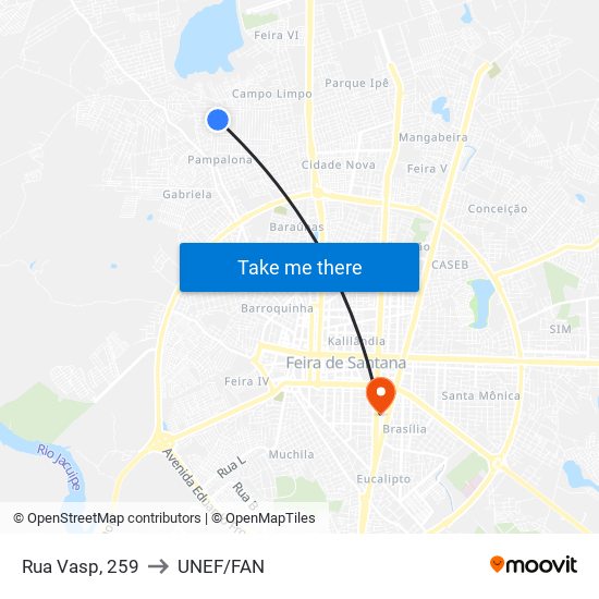 Rua Vasp, 259 to UNEF/FAN map