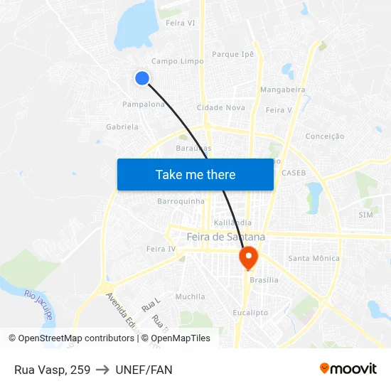 Rua Vasp, 259 to UNEF/FAN map