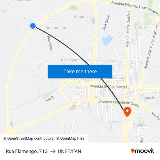 Rua Flamengo, 713 to UNEF/FAN map