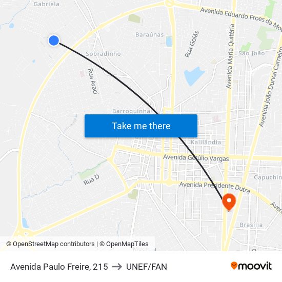 Avenida Paulo Freire, 215 to UNEF/FAN map