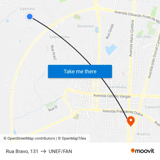 Rua Bravo, 131 to UNEF/FAN map
