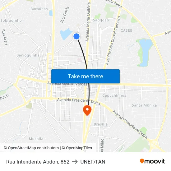 Rua Intendente Abdon, 852 to UNEF/FAN map
