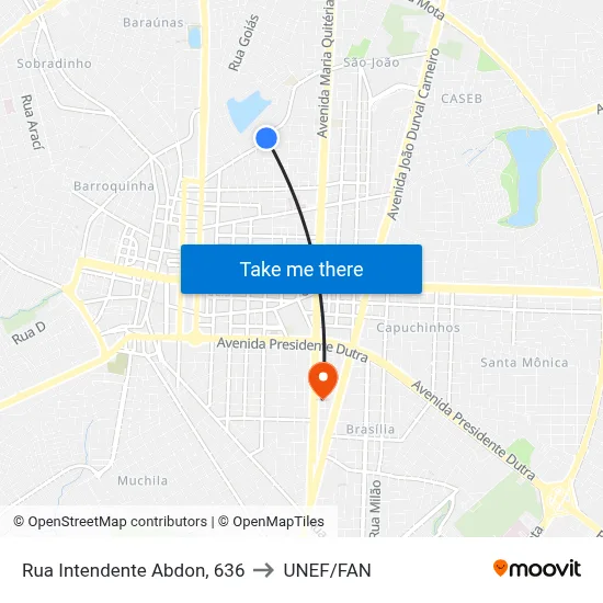 Rua Intendente Abdon, 636 to UNEF/FAN map