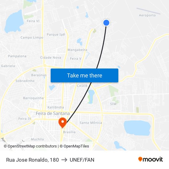 Rua Jose Ronaldo, 180 to UNEF/FAN map