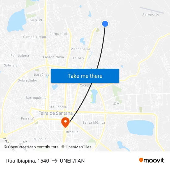 Rua Ibiapina, 1540 to UNEF/FAN map