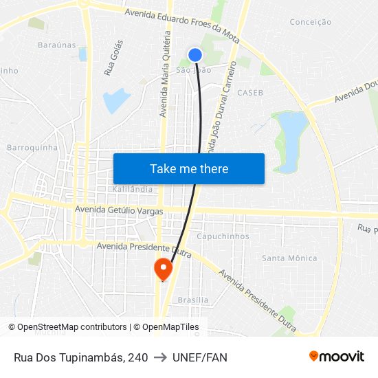 Rua Dos Tupinambás, 240 to UNEF/FAN map