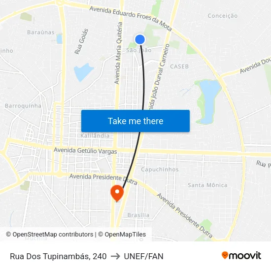 Rua Dos Tupinambás, 240 to UNEF/FAN map