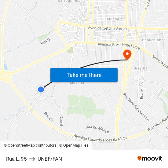 Rua L, 95 to UNEF/FAN map