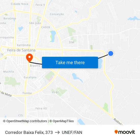 Corredor Baixa Felix, 373 to UNEF/FAN map
