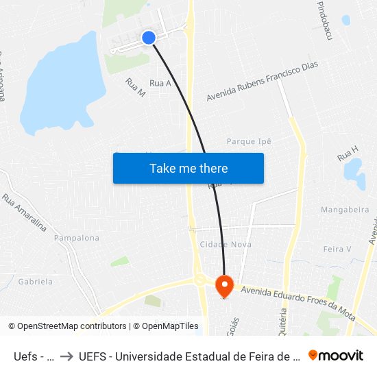 Uefs - P2 to UEFS - Universidade Estadual de Feira de Santana map